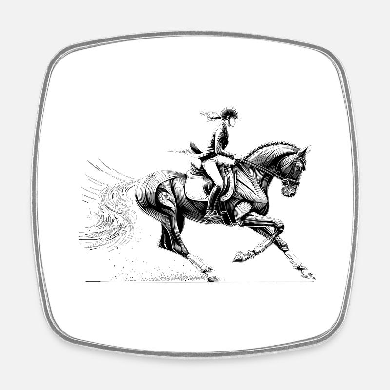 Dressage Équitation Cheval Dynamic Gift - Magnet carré - blanc