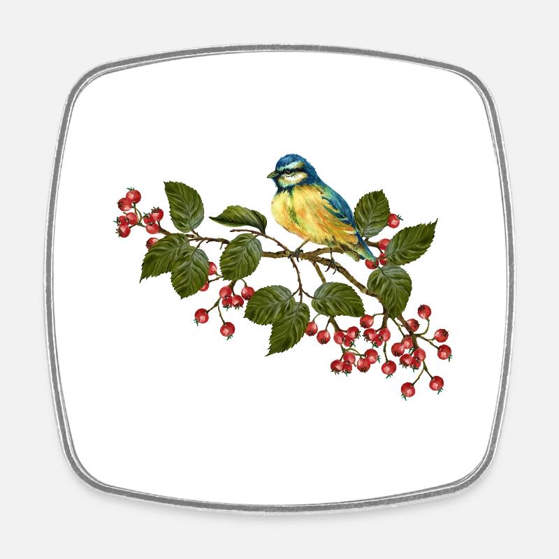 Oiseau coloré - Magnet carré - blanc