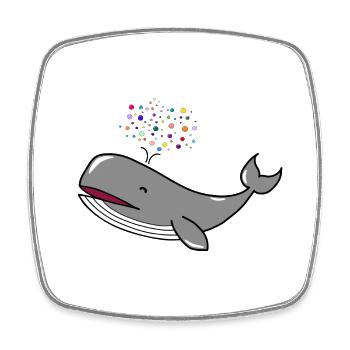 Happy Whale Bubble Whale Happy Whale - Square fridge magnet - white - Front