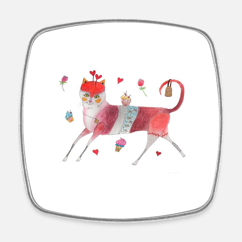 Shopper cat - Square fridge magnet - white