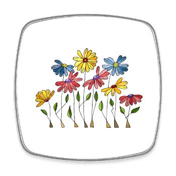 Flowers - Square fridge magnet - white - Front