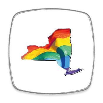 New York (United States) | Real Flag | LGBTQIA+ - Square fridge magnet - white - Front
