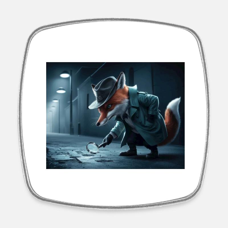 Détective Fox - Magnet carré - blanc