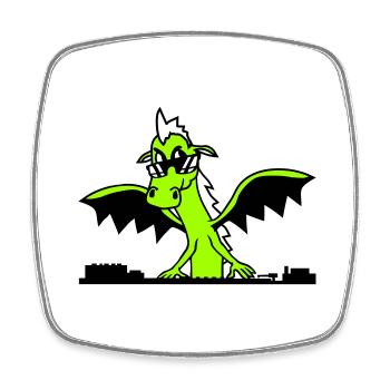 Wing Dragon DJ Mixer Party Monster Music - Square fridge magnet - white - Front