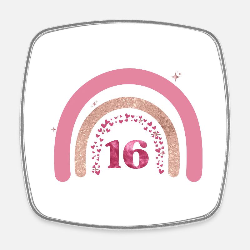 16e anniversaire rainbow rose - Magnet carré - blanc