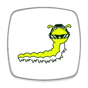 Coole Süße DJ Raupe Sonnenbrille Party Club Musik - Viereckiger Kühlschrankmagnet - Weiß - Vorne