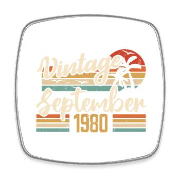 September 1980 Birthday Gift September 1980 - Square fridge magnet - white - Front