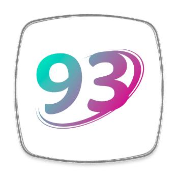 Number 93 multicolor - Square fridge magnet - white - Front
