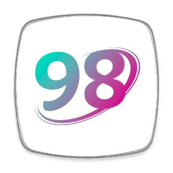 Number 98 multicolor - Square fridge magnet - white - Front