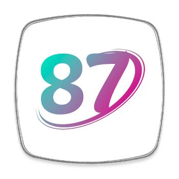 Number 87 multicolor - Square fridge magnet - white - Front