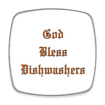GodBlessDishwashers - Viereckiger Kühlschrankmagnet - Weiß - Vorne