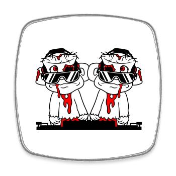 DJ Zombies Friends Team Horror Halloween Mixer - Square fridge magnet - white - Front