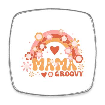 Retro Groovy Mama Family Birthday 60s 70s Hippie - Square fridge magnet - white - Front