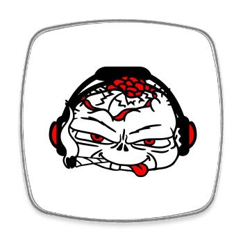 Cool DJ Zombie Undead Horror Halloween Party Head - Square fridge magnet - white - Front