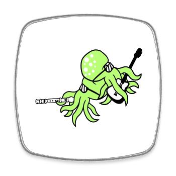 2 Octopus Guitar Flute Octopus Squid Friends - Square fridge magnet - white - Front