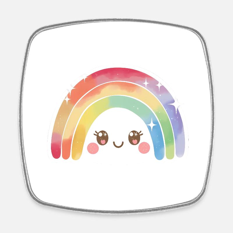 Kawaii Cute Rainbow - Square fridge magnet - white
