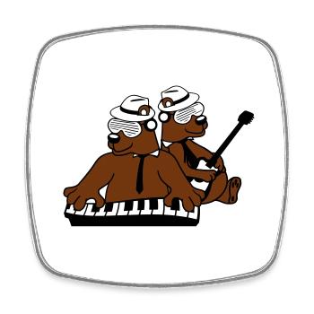 2 Bear Brown Bear Clavier Piano Guitare Band Team - Magnet carré - blanc - Devant