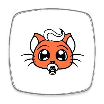 Baby Cat Cute Pacifier Kitten Child Face - Square fridge magnet - white - Front