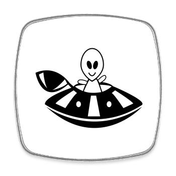 OVNI extraterrestre - Magnet carré - blanc - Devant