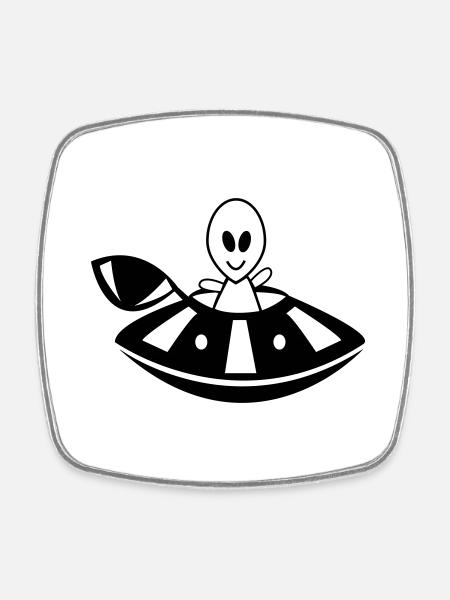 OVNI extraterrestre - Magnet carré - blanc