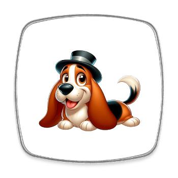 basset 7 - Magnet carré - blanc - Devant