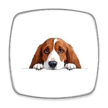 Basset Hound Peeking Mignon Adorable Drôle Animal - Magnet carré - blanc - Devant