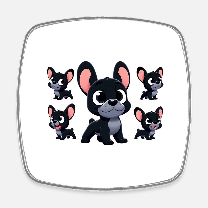bouledogue français 3 - Magnet carré - blanc
