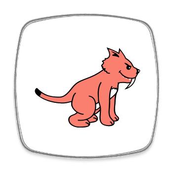 Evil Wild Cat Saber-toothed Tiger Long Teeth Tiger - Square fridge magnet - white - Front