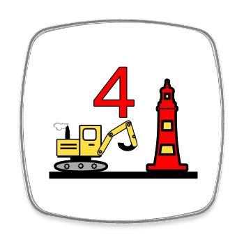 Excavator - Square fridge magnet - white - Front