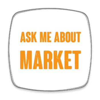 Ask Me About The Market 7 - Viereckiger Kühlschrankmagnet - Weiß - Vorne