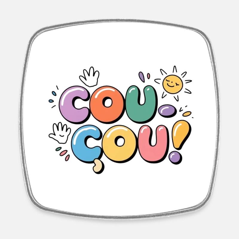 Coucou - Message en Douceur - Magnet carré - blanc