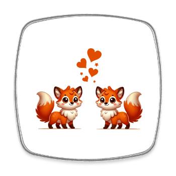 fuchs comic love - Viereckiger Kühlschrankmagnet - Weiß - Vorne