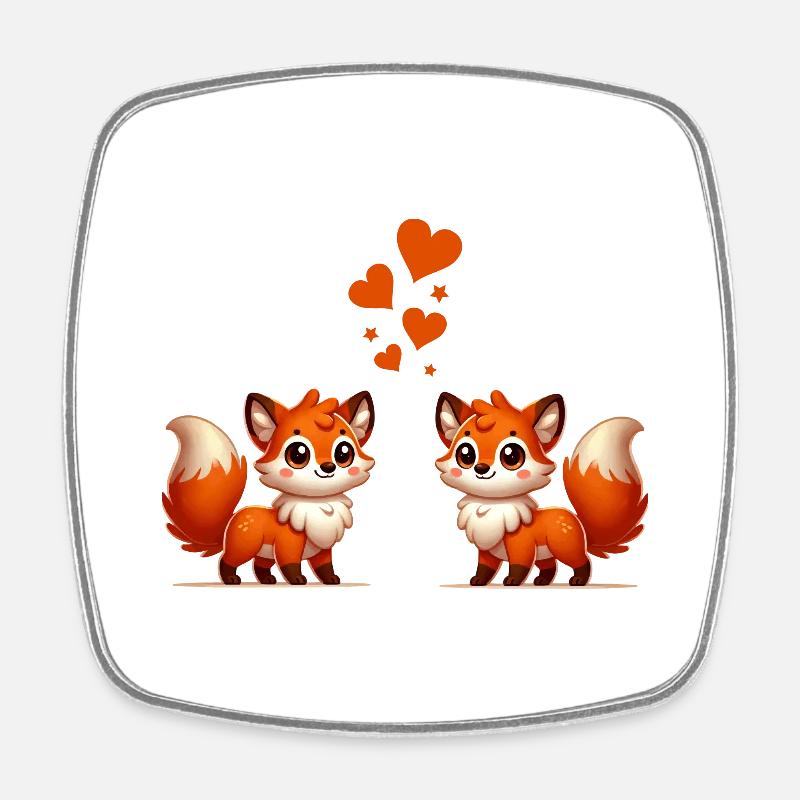 Fox Comic Love - Magnet carré - blanc
