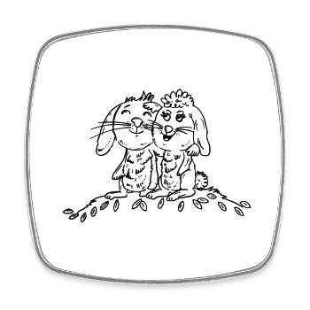 Mignons petits lapins de Pâques - Magnet carré - blanc - Devant