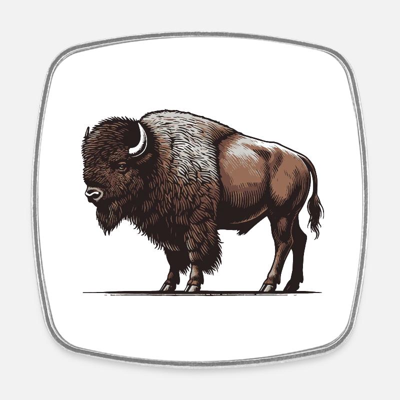 Bison - Square fridge magnet - white