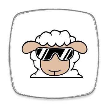 Sheep Sunglasses Party Cool DJ Head Face Cute - Square fridge magnet - white - Front