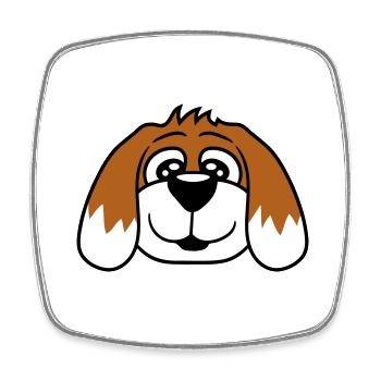 Visage de chien Petit chiot heureux Animal de compagnie - Magnet carré - blanc - Devant