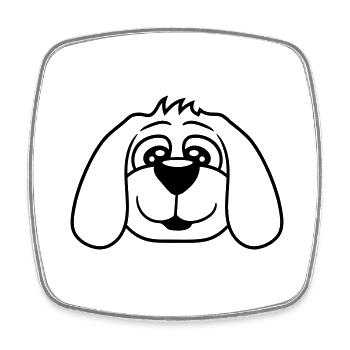 Visage de chien Petit chiot heureux Animal de compagnie - Magnet carré - blanc - Devant