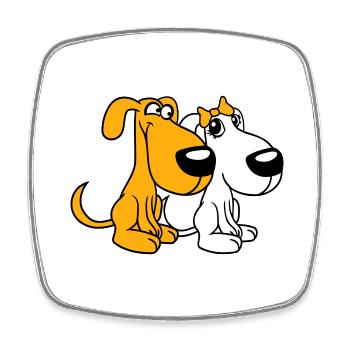 2 Dog Team Two Friends Love Couple In Love - Square fridge magnet - white - Front