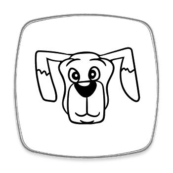 Visage de chien Petit Tête d’animal de compagnie Mignon - Magnet carré - blanc - Devant