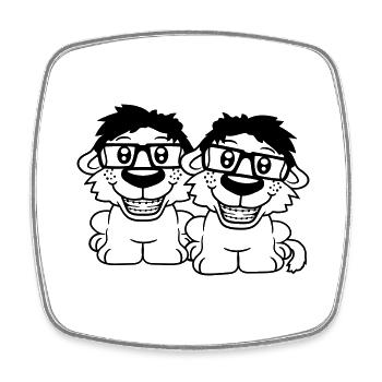 2 Hunde Nerds Hornbrille Geeks Zahnspange Schlau - Viereckiger Kühlschrankmagnet - Weiß - Vorne