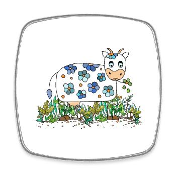 Vache - Magnet carré - blanc - Devant