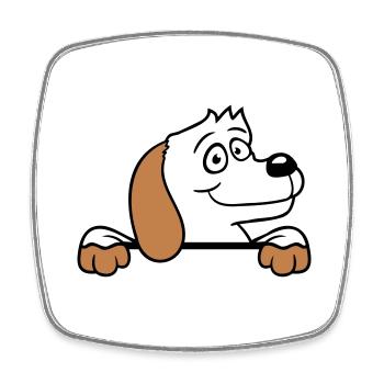 Dog Behind Wall Fence Sign Peeping Happy Cute - Square fridge magnet - white - Front