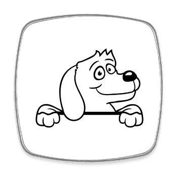 Dog Behind Wall Fence Sign Peeping Happy Cute - Square fridge magnet - white - Front