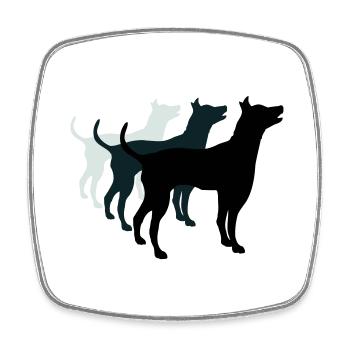 3 Dogs Silhouette Team Crew Friends - Square fridge magnet - white - Front