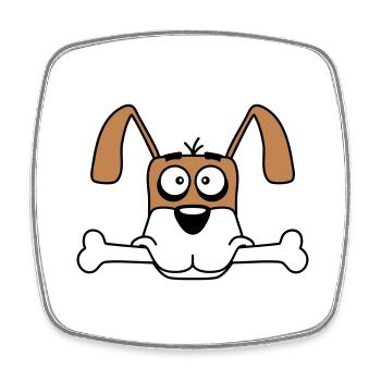 Funny Dog Big Bone Mouth Mouth Hunger Cool - Square fridge magnet - white - Front