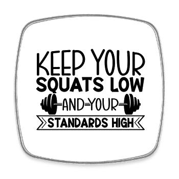 Squat Slow - Viereckiger Kühlschrankmagnet - Weiß - Vorne