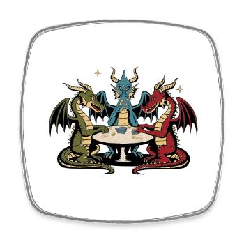 Drachen-Spielkarten - Viereckiger Kühlschrankmagnet - Weiß - Vorne