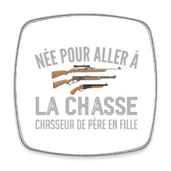 chasseur née pour aller à la chasse père et fille - Magnet carré - blanc - Devant