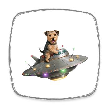 Space Terrier: Reise ins Unbekannte - Viereckiger Kühlschrankmagnet - Weiß - Vorne